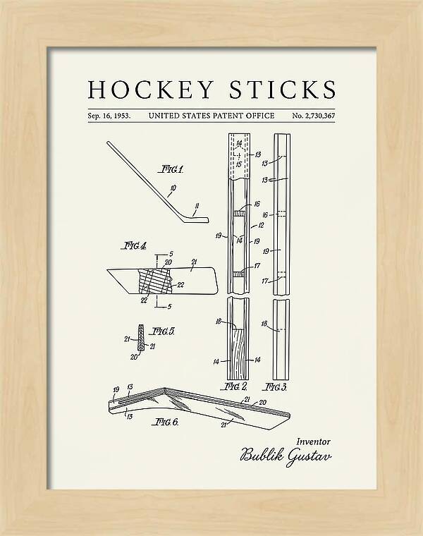 Hockey Sticks Minimalist Patent Us2730367a