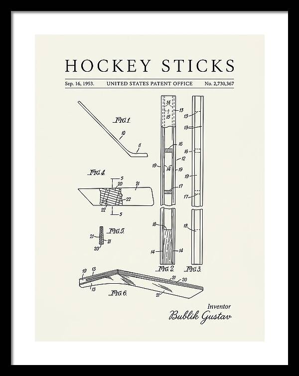 Hockey Sticks Minimalist Patent Us2730367a