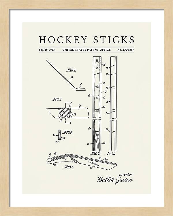 Hockey Sticks Minimalist Patent Us2730367a