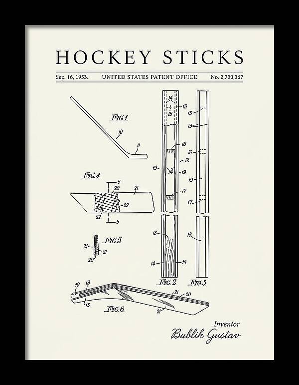 Hockey Sticks Minimalist Patent Us2730367a