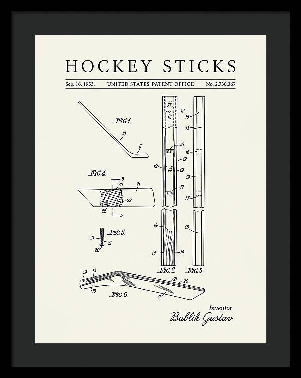 Hockey Sticks Minimalist Patent Us2730367a