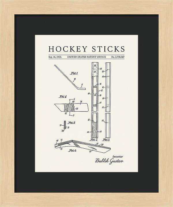 Hockey Sticks Minimalist Patent Us2730367a