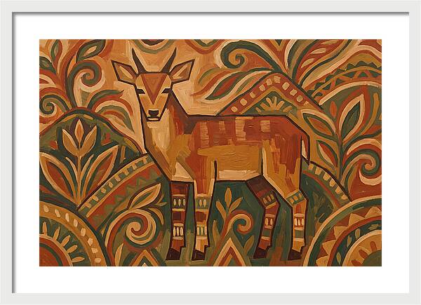 Hog Deer Among Vibrant Patterns