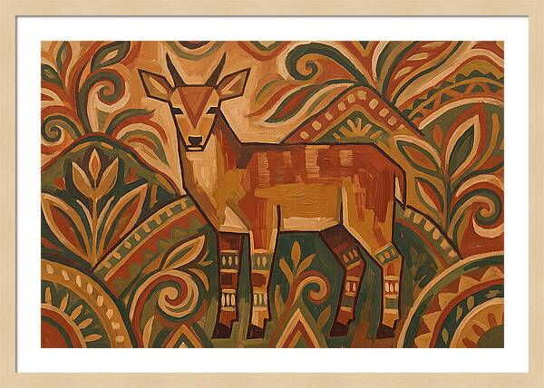 Hog Deer Among Vibrant Patterns