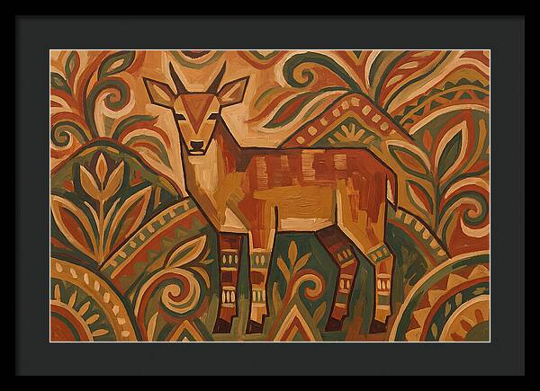 Hog Deer Among Vibrant Patterns