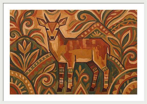 Hog Deer Among Vibrant Patterns