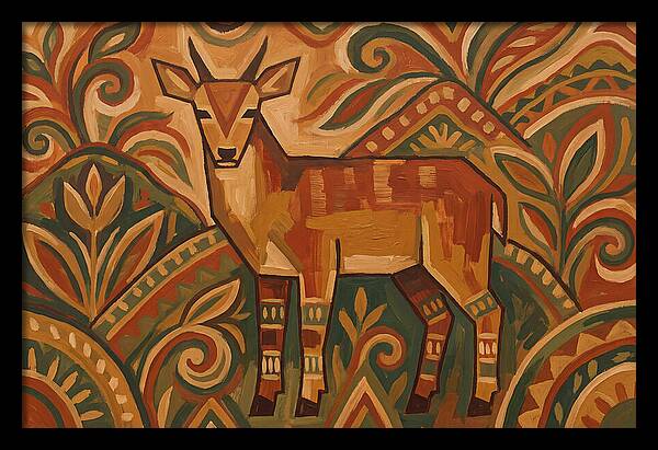 Hog Deer Among Vibrant Patterns