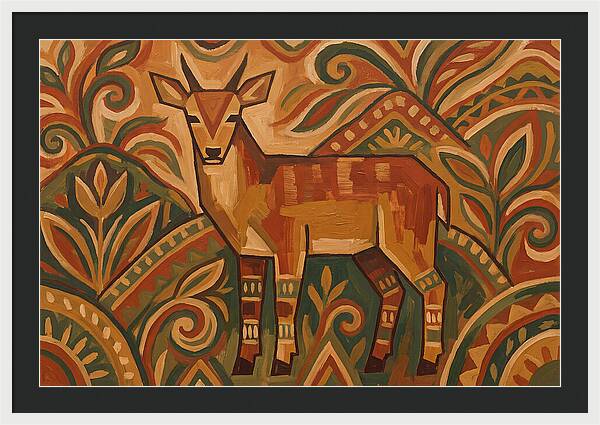 Hog Deer Among Vibrant Patterns