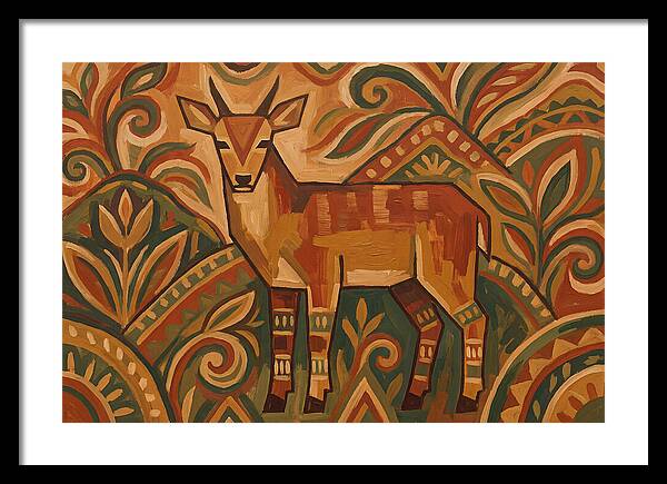 Hog Deer Among Vibrant Patterns