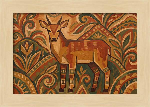 Hog Deer Among Vibrant Patterns