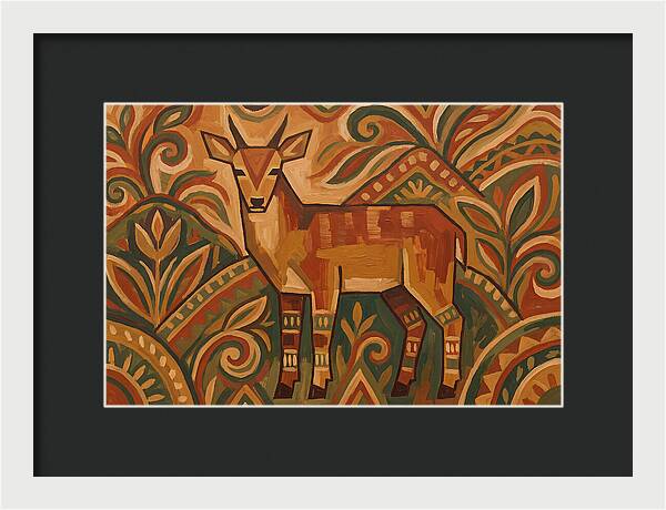 Hog Deer Among Vibrant Patterns