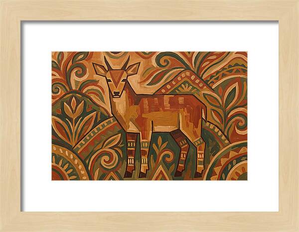 Hog Deer Among Vibrant Patterns