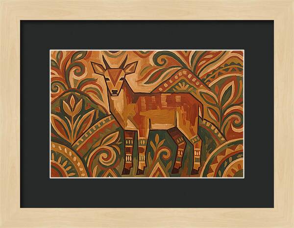 Hog Deer Among Vibrant Patterns