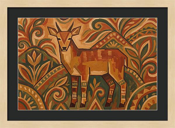 Hog Deer Among Vibrant Patterns