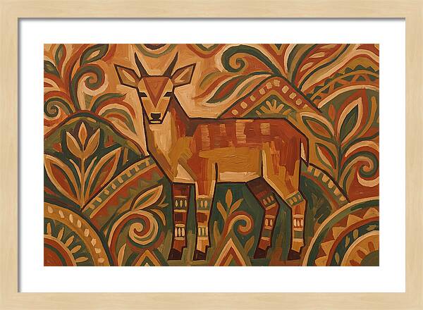 Hog Deer Among Vibrant Patterns