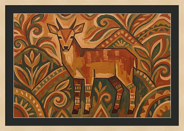 Hog Deer Among Vibrant Patterns