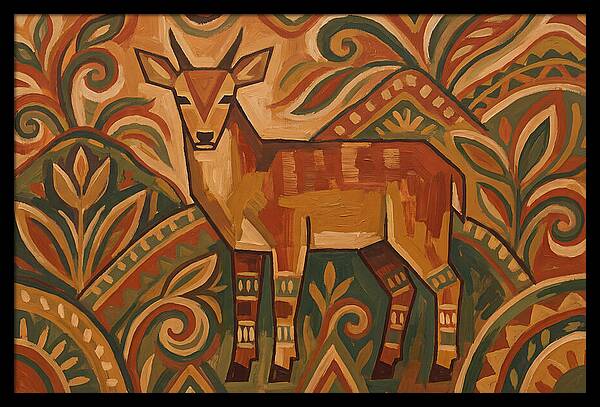 Hog Deer Among Vibrant Patterns