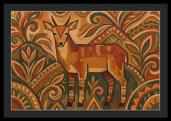 Hog Deer Among Vibrant Patterns