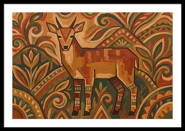 Hog Deer Among Vibrant Patterns