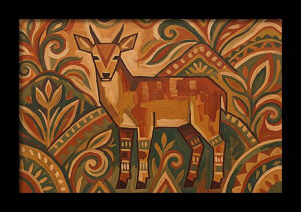 Hog Deer Among Vibrant Patterns
