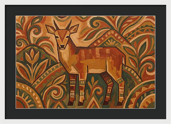 Hog Deer Among Vibrant Patterns
