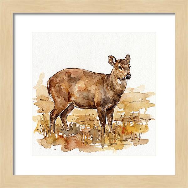 Hog Deer In Watercolor