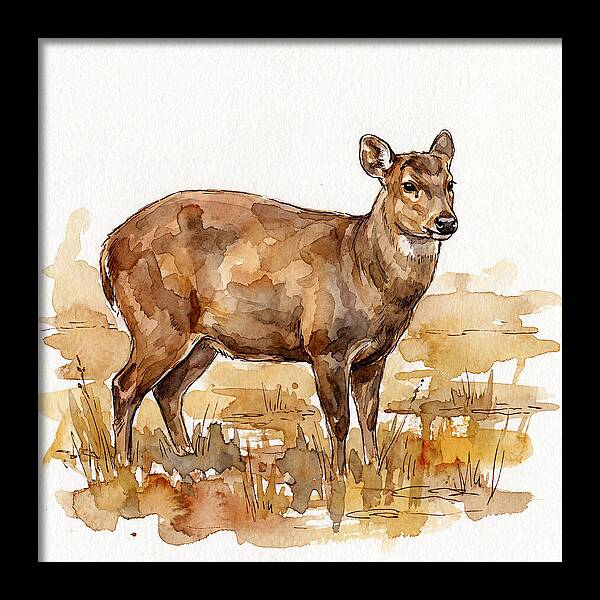 Hog Deer In Watercolor