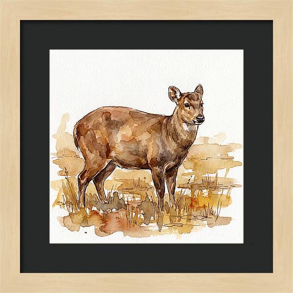 Hog Deer In Watercolor
