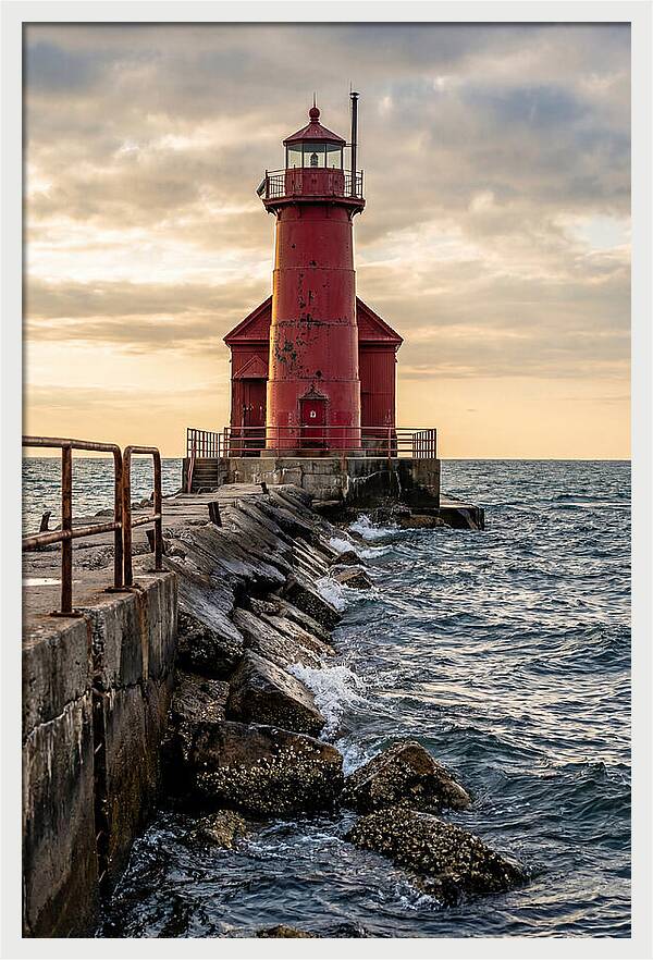 Holland Harbor Lighthouse At Dusk