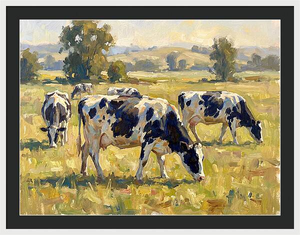 Holstein Cattle Grazing In Pasture