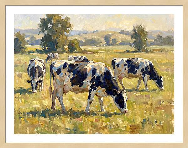 Holstein Cattle Grazing In Pasture