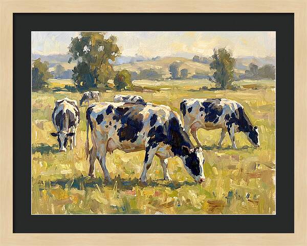 Holstein Cattle Grazing In Pasture