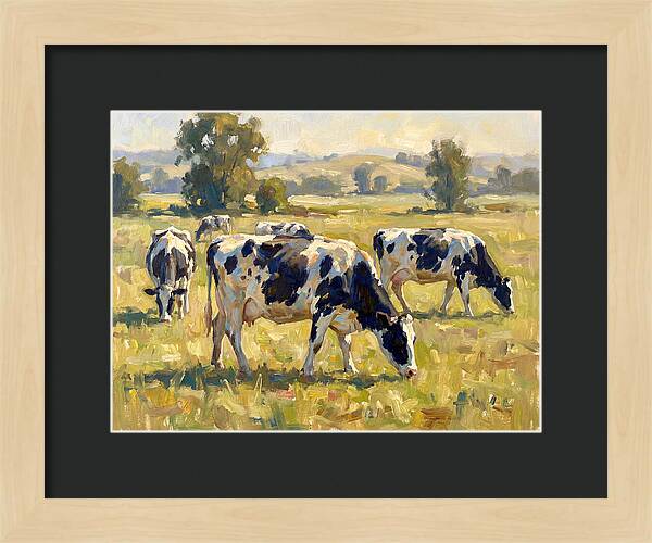 Holstein Cattle Grazing In Pasture
