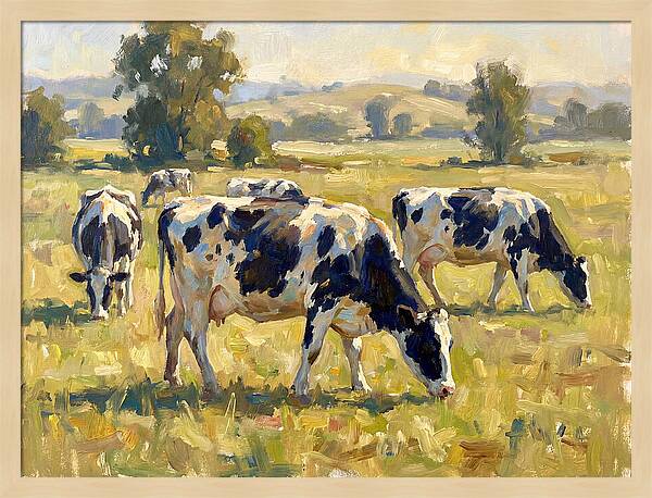 Holstein Cattle Grazing In Pasture