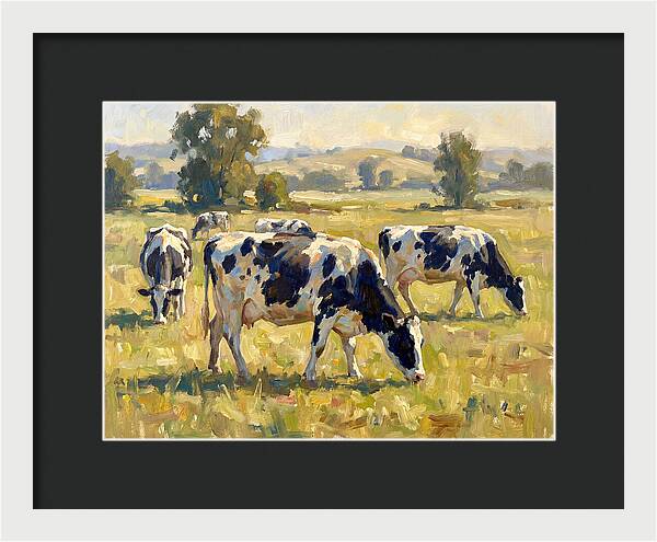 Holstein Cattle Grazing In Pasture