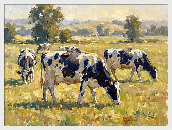 Holstein Cattle Grazing In Pasture
