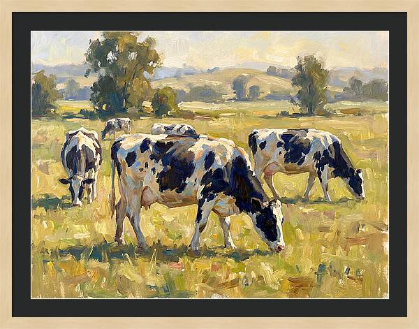 Holstein Cattle Grazing In Pasture