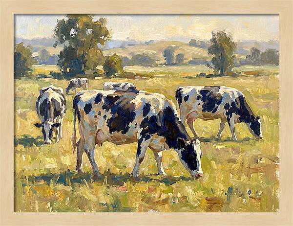 Holstein Cattle Grazing In Pasture