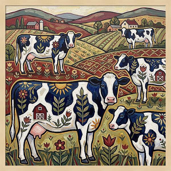 Holstein Cattle In A Pastoral Landscape