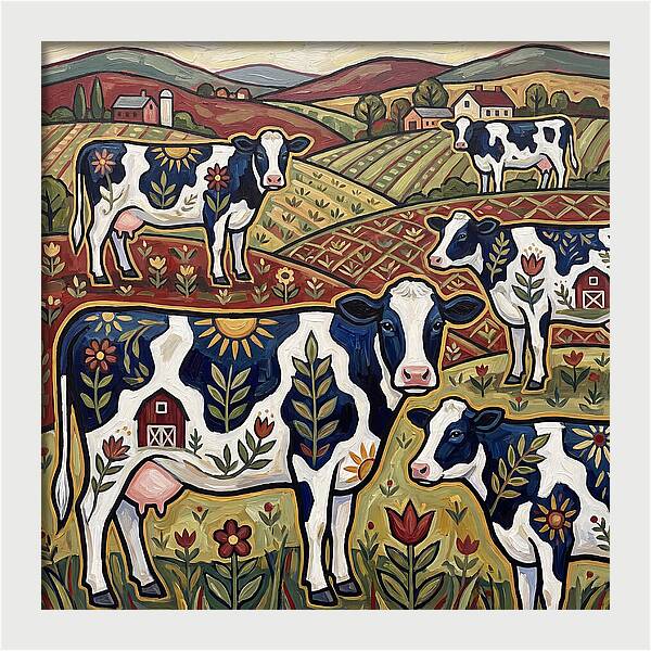 Holstein Cattle In A Pastoral Landscape
