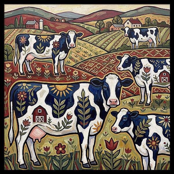 Holstein Cattle In A Pastoral Landscape