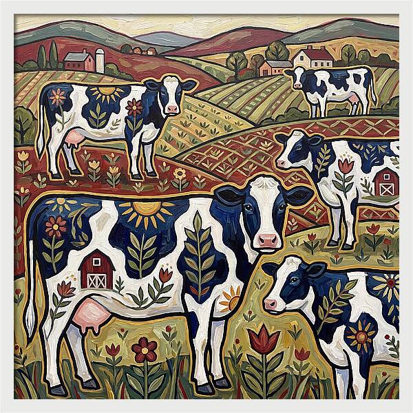 Holstein Cattle In A Pastoral Landscape
