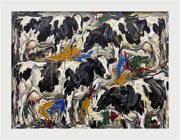 Holstein Cattle In Expressionist Style