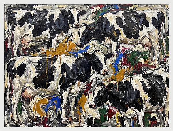 Holstein Cattle In Expressionist Style