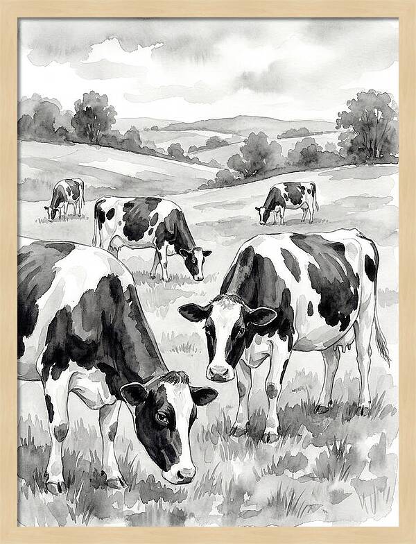 Holstein Cattle In Pastoral Landscape