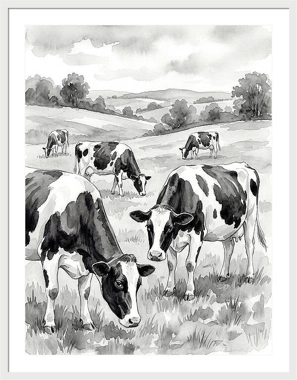 Holstein Cattle In Pastoral Landscape