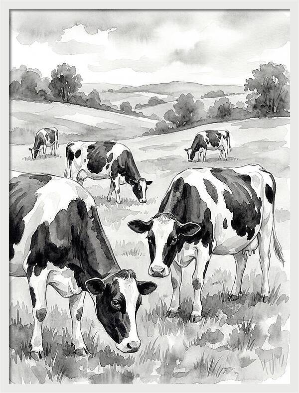 Holstein Cattle In Pastoral Landscape