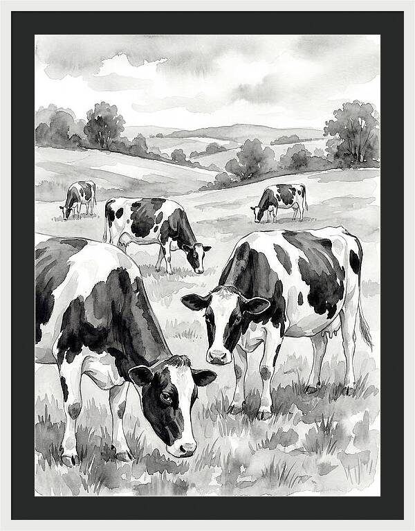 Holstein Cattle In Pastoral Landscape