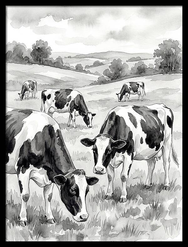 Holstein Cattle In Pastoral Landscape
