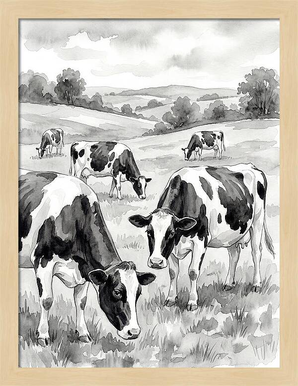 Holstein Cattle In Pastoral Landscape